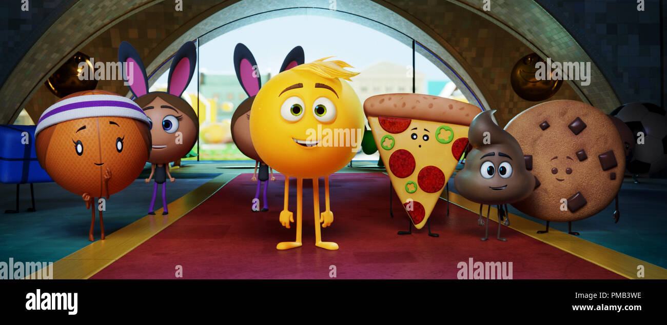 Gene T J Miller With Other Emojis In Columbia Pictures And Sony Pictures Animation S The Emoji Movie 17 Stock Photo Alamy