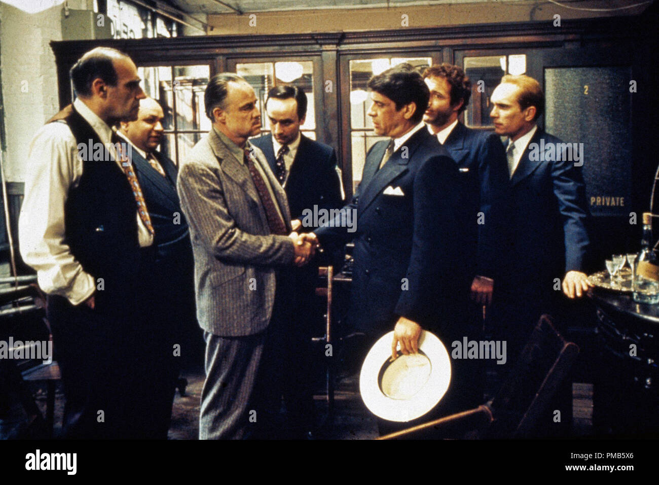 Abe Vigoda, Richard S. Castellano, Marlon Brando, John Cazale, James Caan, Robert Duvall  'The Godfather' (1972) Paramount Pictures Stock Photo
