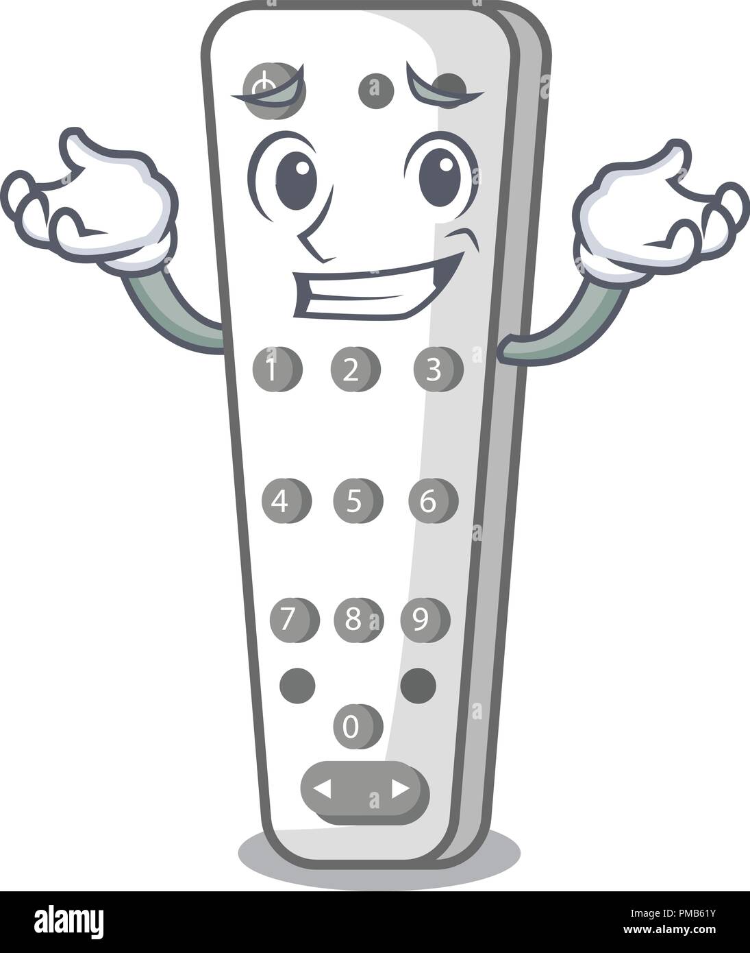 Grinning cartoon infrared remote control for TV satellite receiver