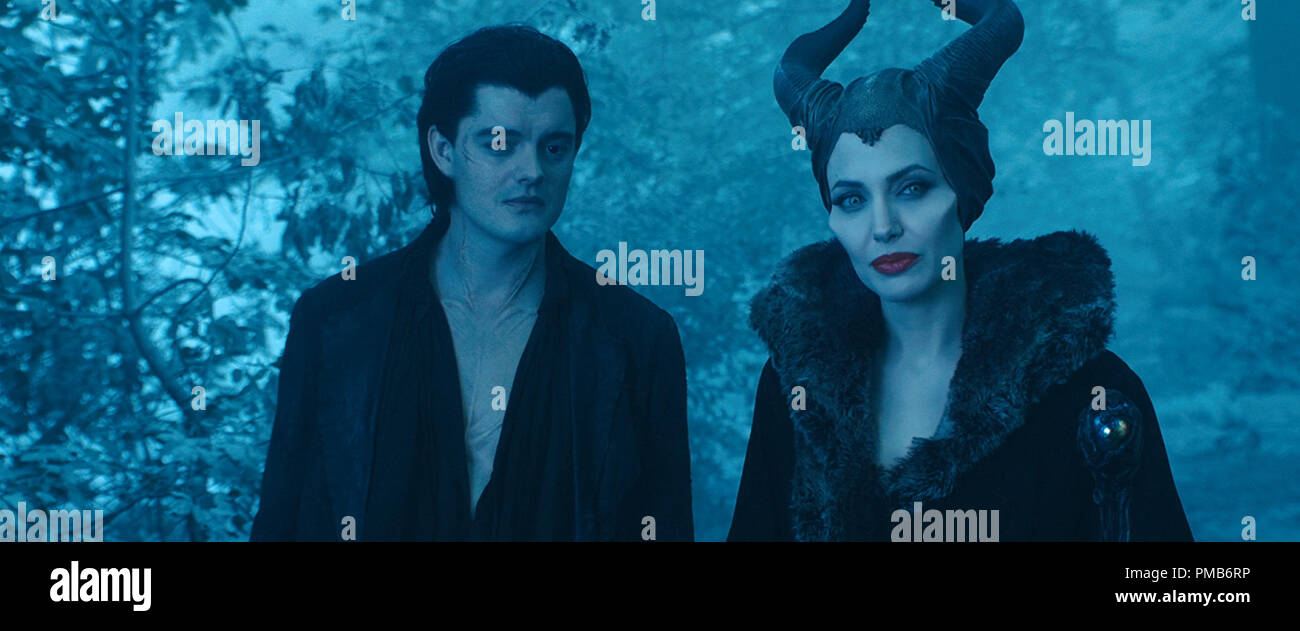Still of Sam Riley and Angelina Jolie in Maleficent (2014) Stock Photo