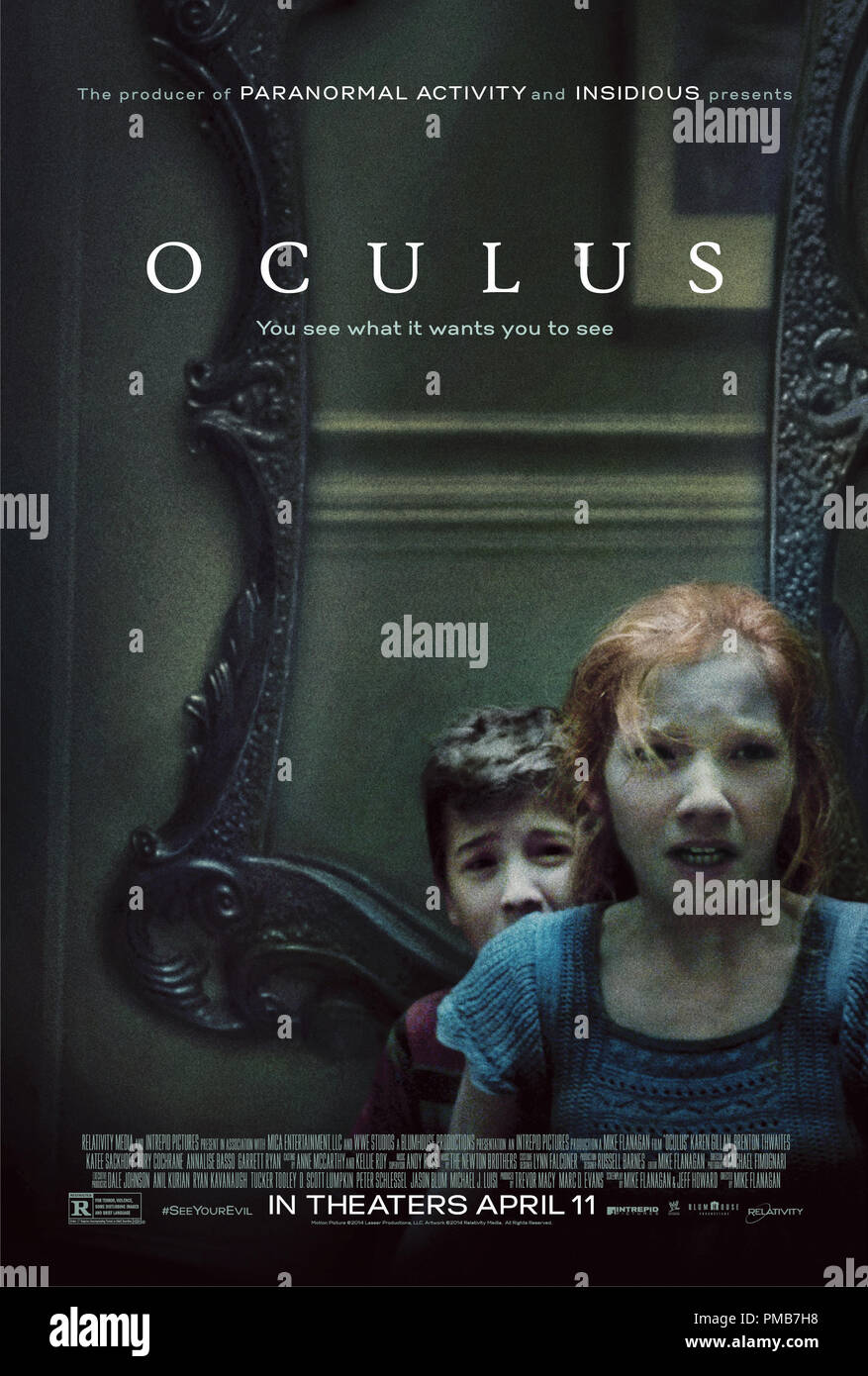 Relativity Media's OCULUS. © 2014 Lasser Productions, LLC. All Rights Reserved Poster Stock Photo