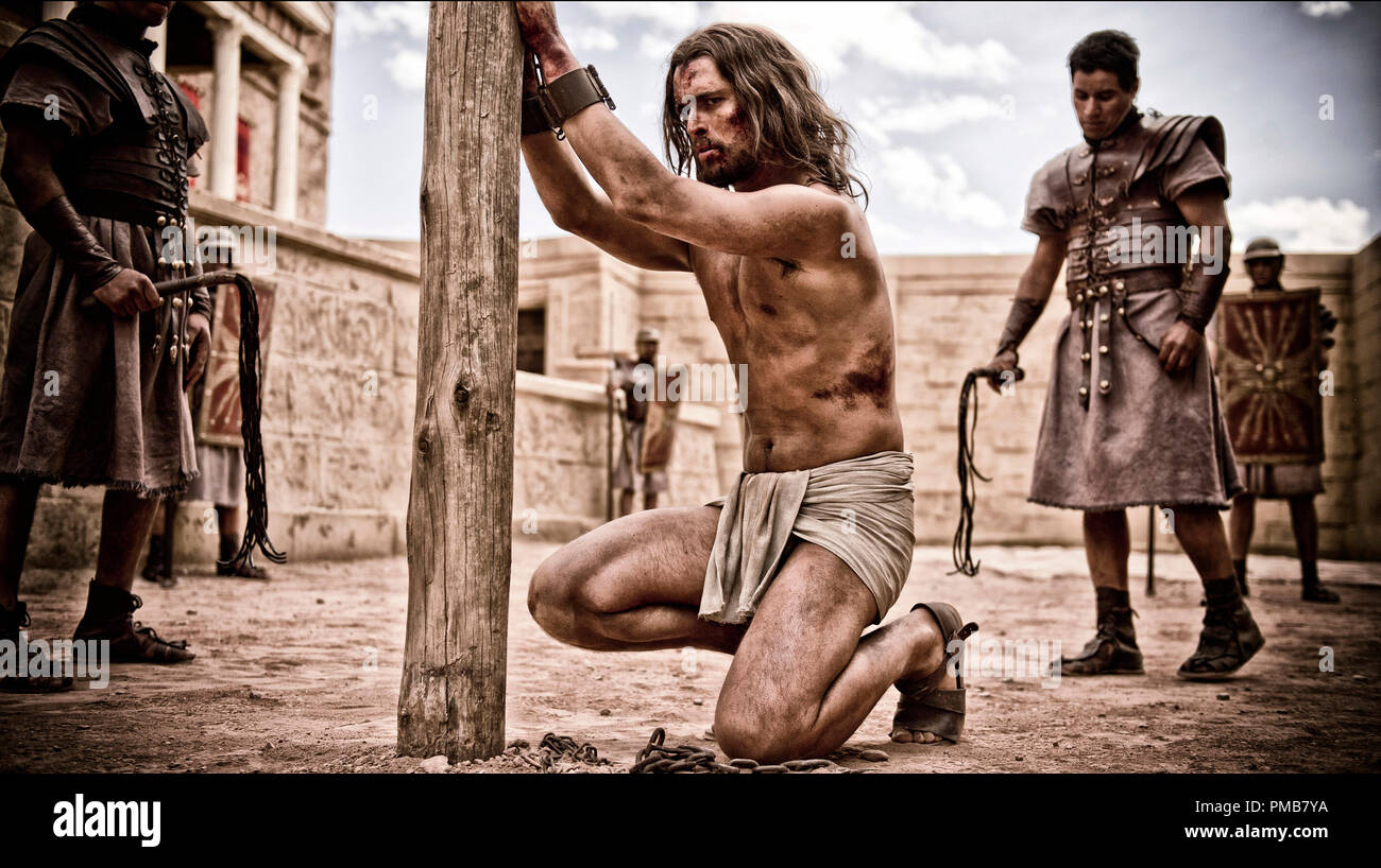Jesus (Diogo Morgado) undergoes a brutal trial.  'Son Of God' (2014) Stock Photo