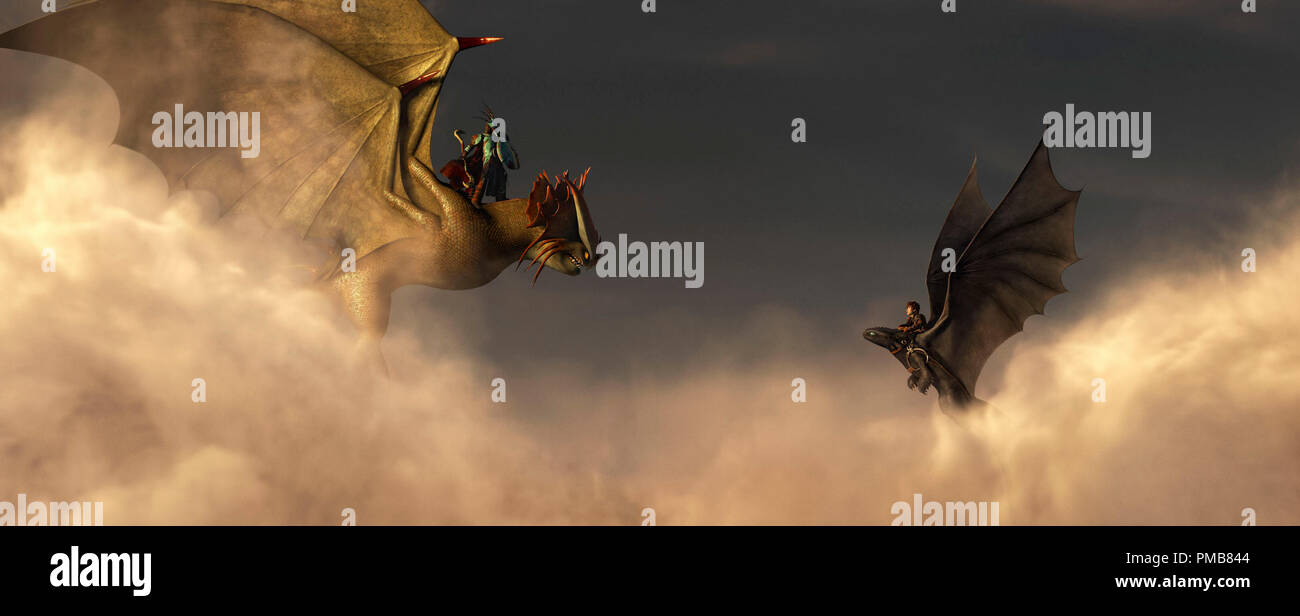 How To Train Your Dragon 2 (2014)  Hiccup (Jay Baruchel) and Toothless take to the skies, where they have an unexpected encounter with another Dragon Rider. Stock Photo