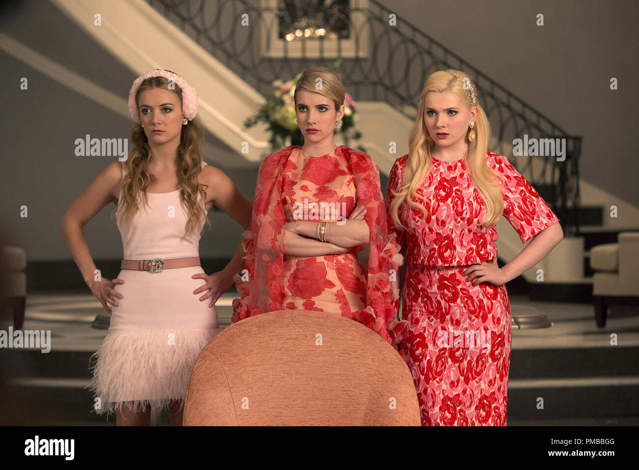 Pictured L-R: Billie Lourd as Chanel #3, Emma Roberts as Chanel Oberlin and  Abigail Breslin as Chanel #5 in Pilot, the first part of the special,  two-hour series premiere of SCREAM QUEENS