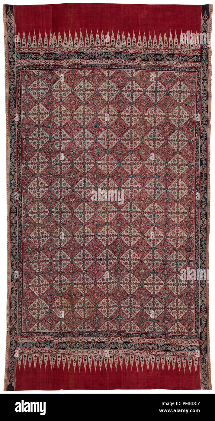 Ceremonial cloth and sacred heirloom [sembagi] with 'endless knot' motif. Date/Period: 18th century. Textile. Cotton, mordant painted, print and mordant dye. Height: 310.50 mm (12.22 in); Width: 171.50 mm (6.75 in). Author: UNKNOWN. Stock Photo