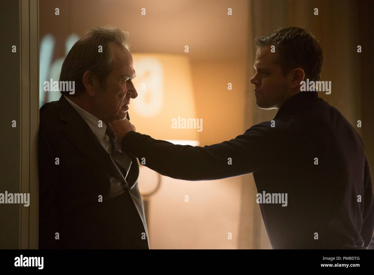 Jason Bourne (MATT DAMON) and CIA Director Dewey (TOMMY LEE JONES) in 'Jason Bourne' 2016 Stock Photo
