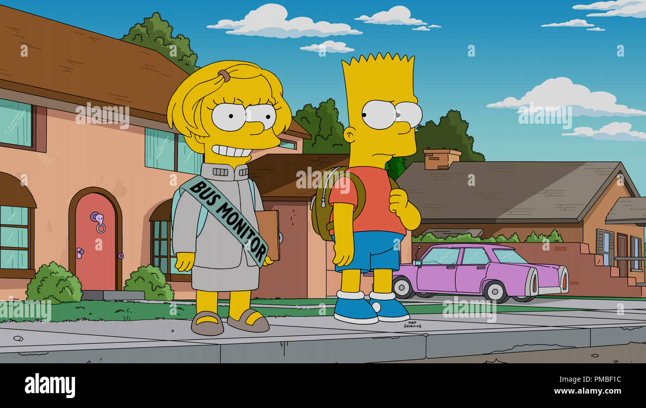 Lisa Simpson, Bart Simpson, 'The Simpsons' Season 28 (2017) Fox Broadcasting Co. Stock Photo