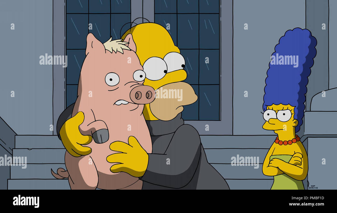 Homer Simpson, Marge Simpson, 'The Simpsons' Season 28 (2017) Fox Broadcasting Co. Stock Photo