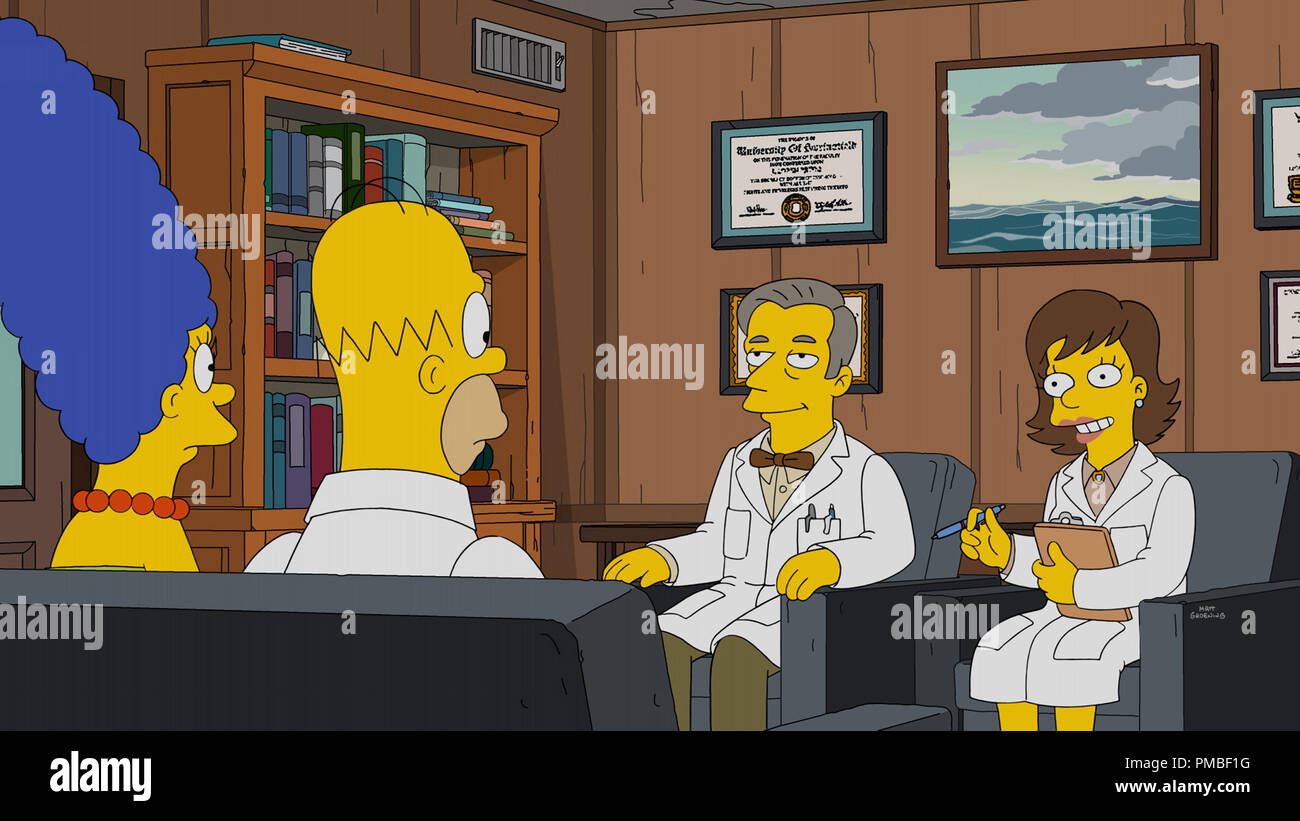 Marge Simpson, Homer Simpson, 'The Simpsons' Season 28 (2017) Fox Broadcasting Co. Stock Photo