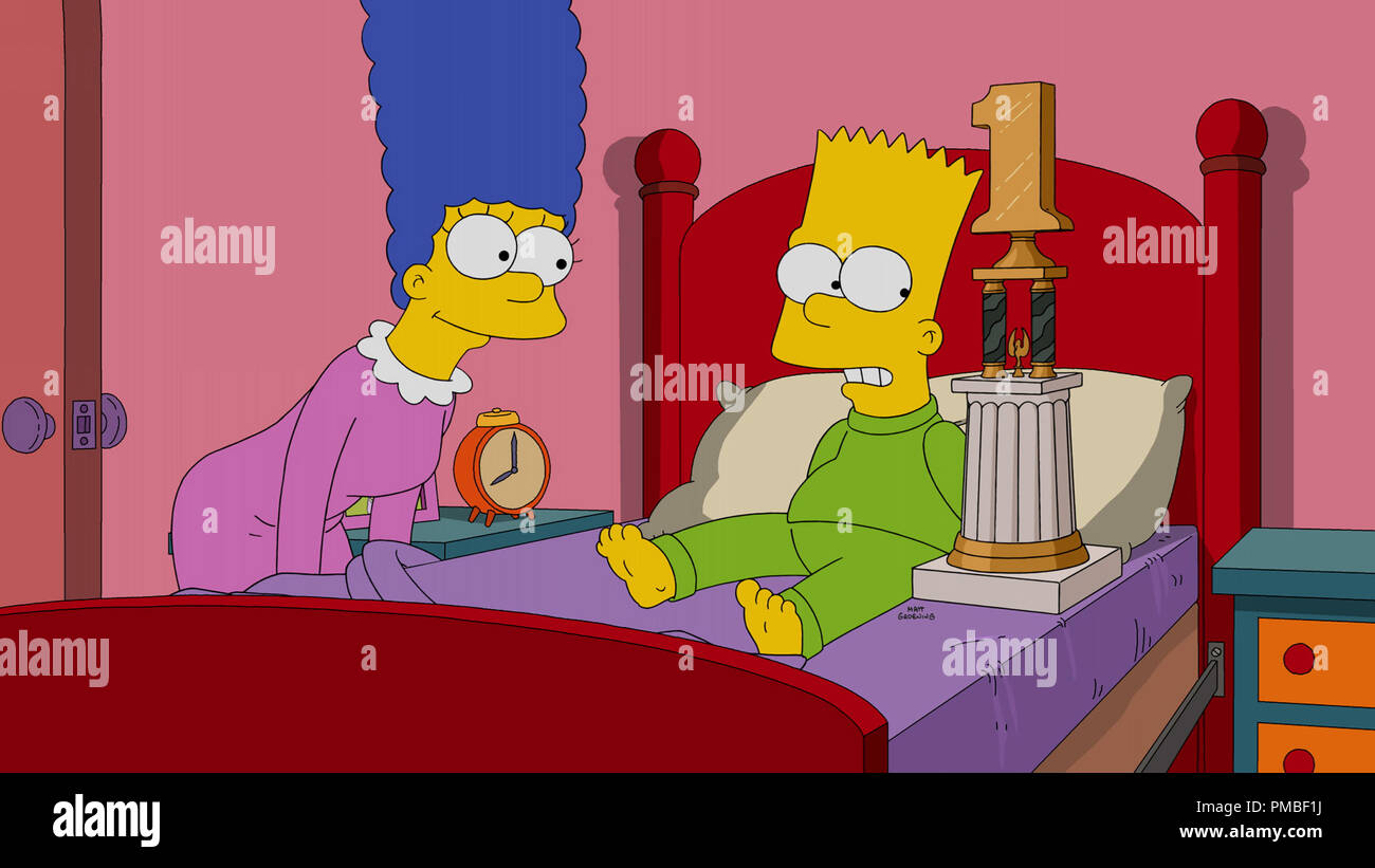 Marge Simpson, Bart Simpson, 'The Simpsons' Season 28 (2017) Fox Broadcasting Co. Stock Photo