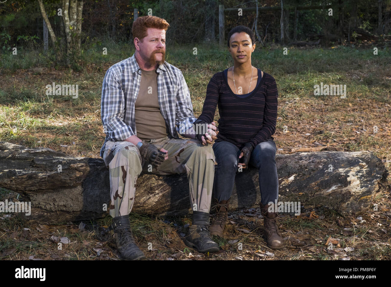 Sonequa Martin-Green, Michael Cudlitz, 'The Walking Dead' Season 7 (2016-2017) AMC Stock Photo
