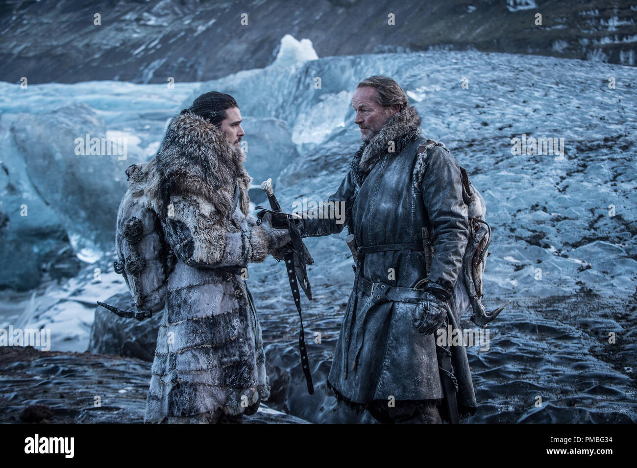 Kit Harington, Iain Glen, 'Game of Thrones' (2017) Season 7 HBO Stock Photo