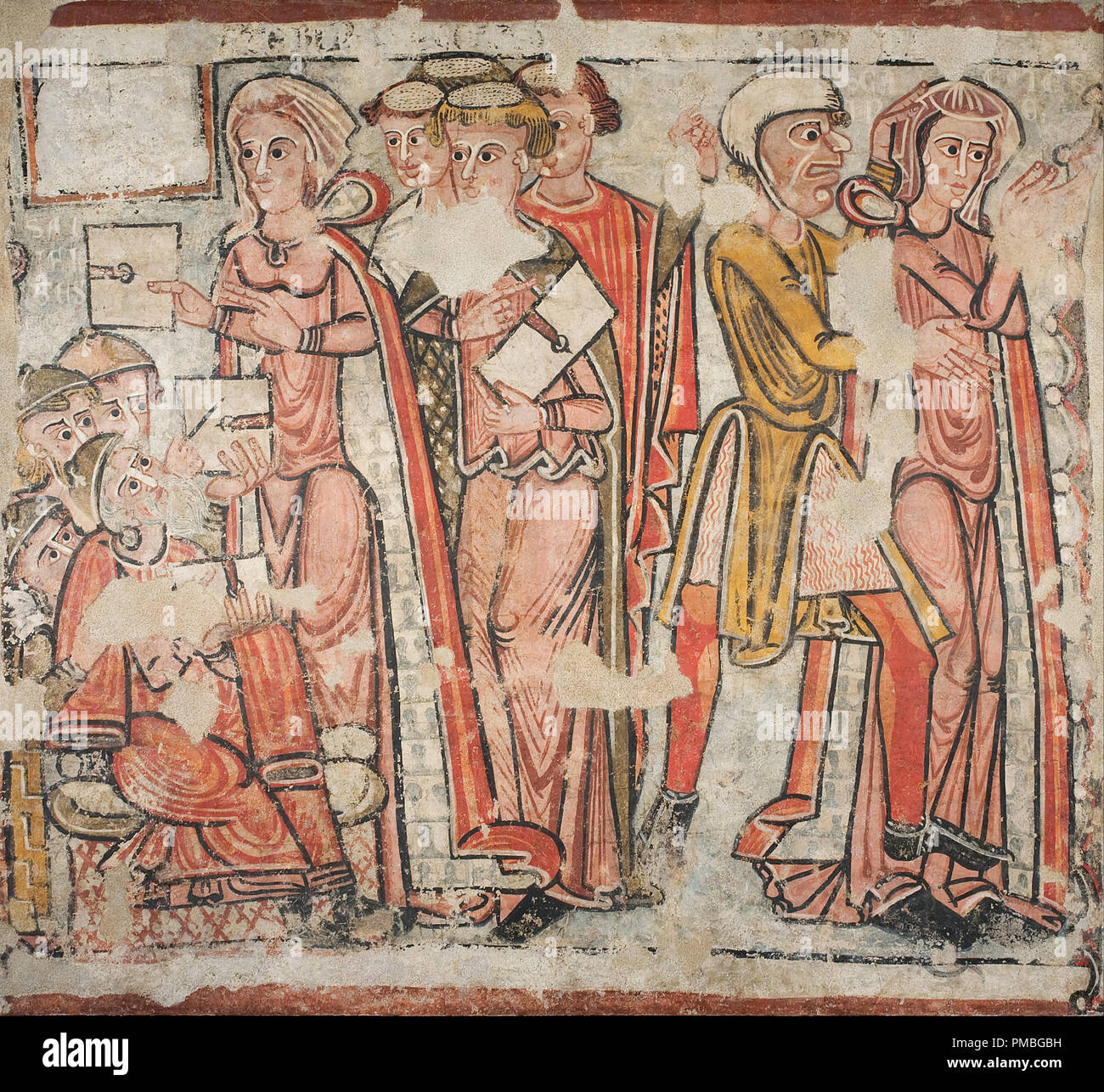 Dispute and Arrest of Saint Catherine. Date/Period: From 1241 until 1255. Mural painting. Mixed media. Height: 165,000 mm (180.44 yd); Width: 180,000 mm (196.85 yd). Author: UNKNOWN. Stock Photo