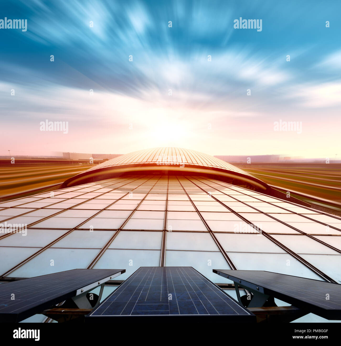 Solar panels with blue sky Stock Photo