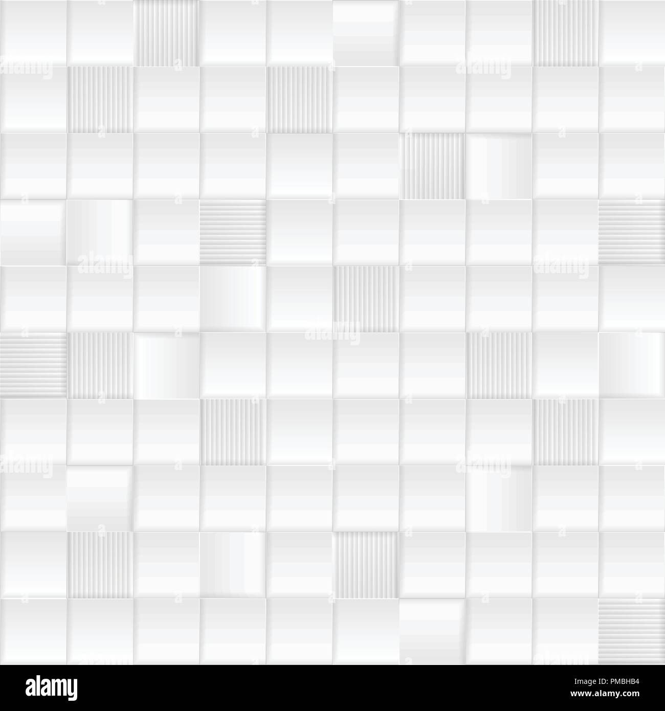 Grey and white minimal tech squares pattern background. Paper vector design Stock Vector