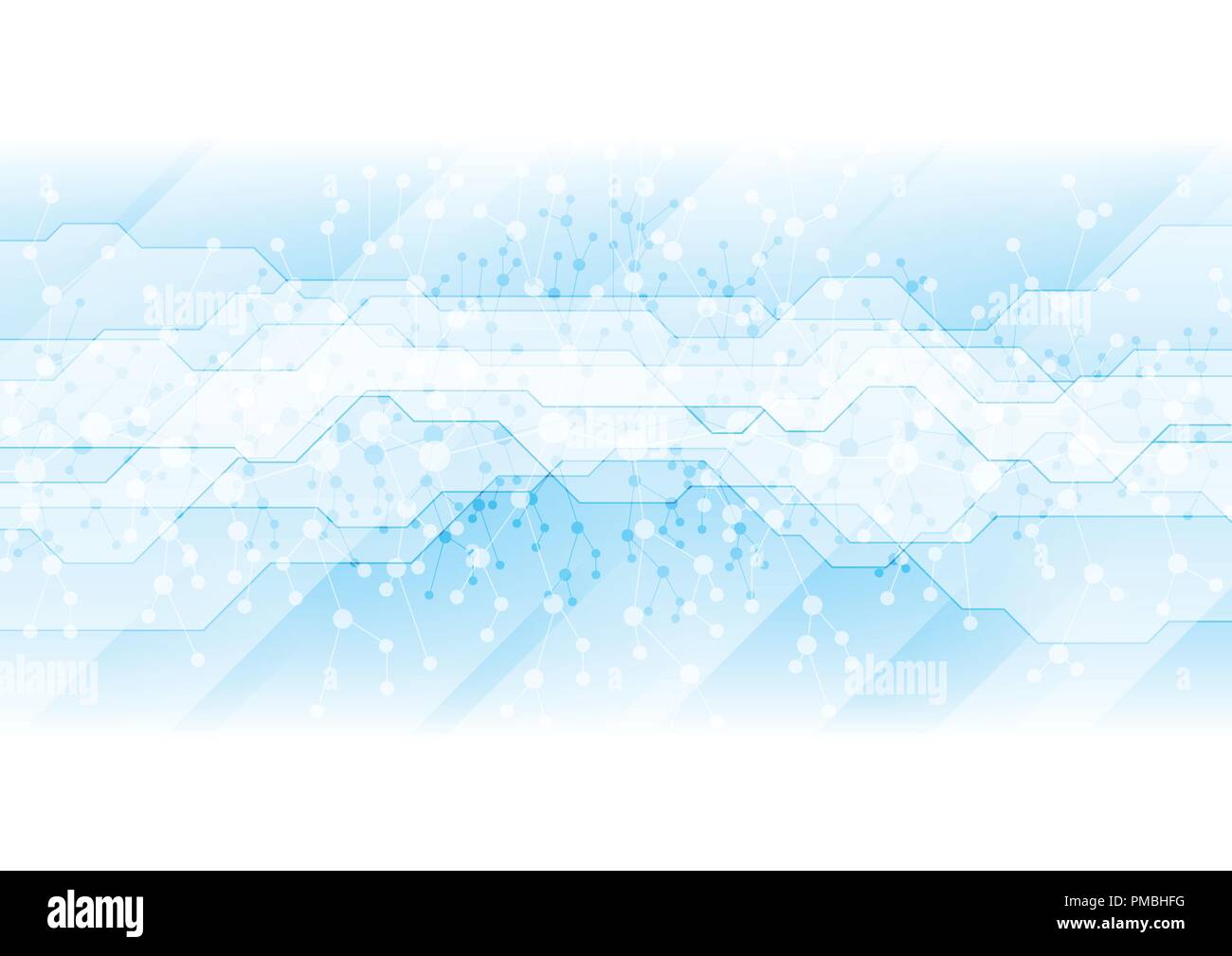 DNA blue molecules technology abstract background. Vector design Stock Vector