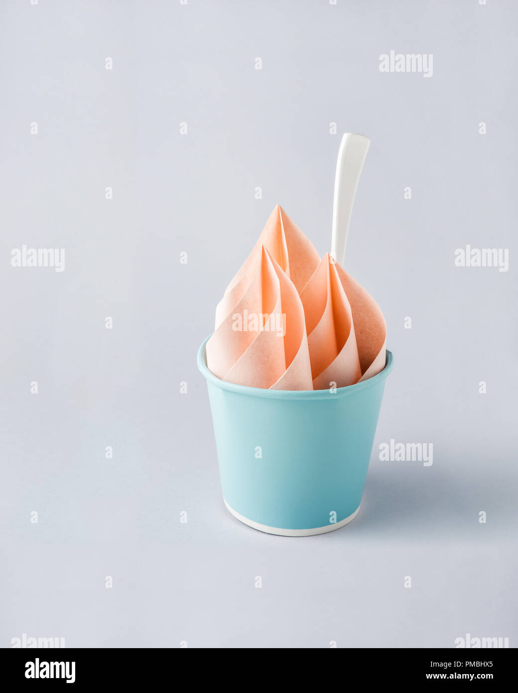 Creative concept photo of ice cream basket made of paper on grey background  Stock Photo - Alamy