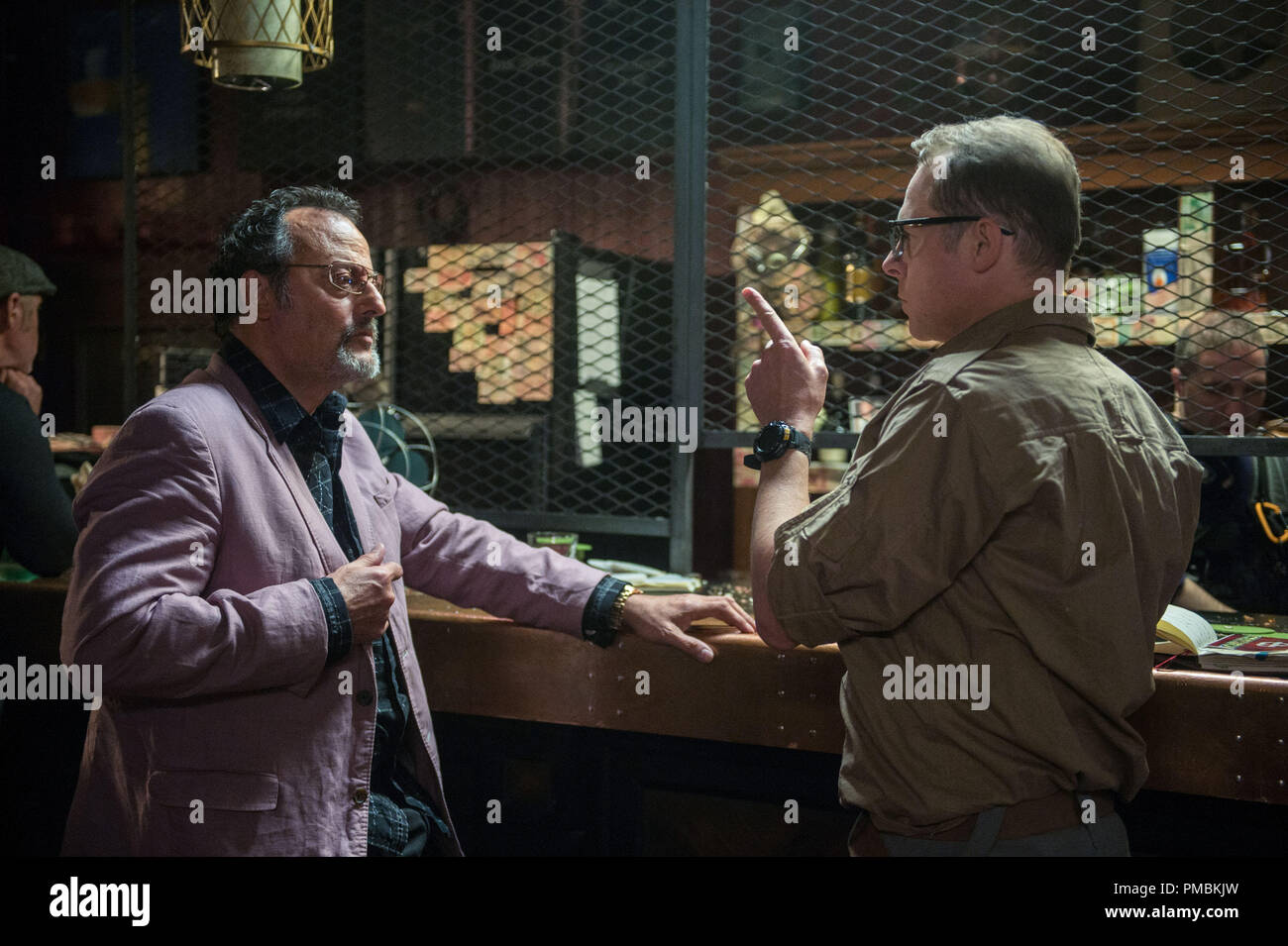 (left) Jean Reno and (right) Simon Pegg star in Relativity Media's HECTOR AND THE SEARCH FOR HAPPINESS... Photo Credit: Ed Araquel. (c) 2014 Egoli Tossell Film/ Co-Produktionsgesellschaft ''''Hector 1'''' GmbH & Co. KG/ Happiness Productions Inc./ Wild Bunch Germany/ Construction Film' Stock Photo