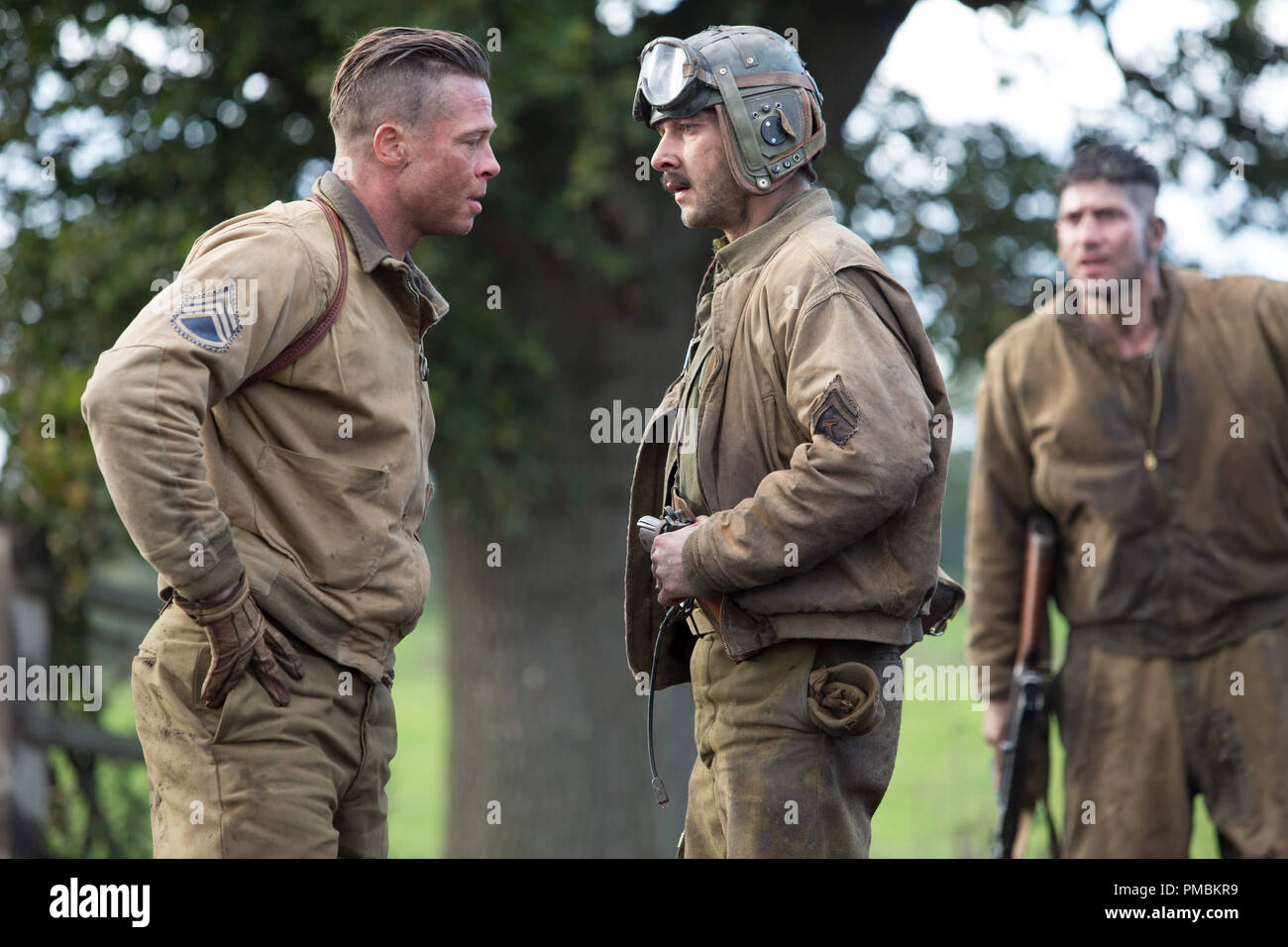 The Fury crew try to repair their tank, Norman (Logan Lerman) sees the