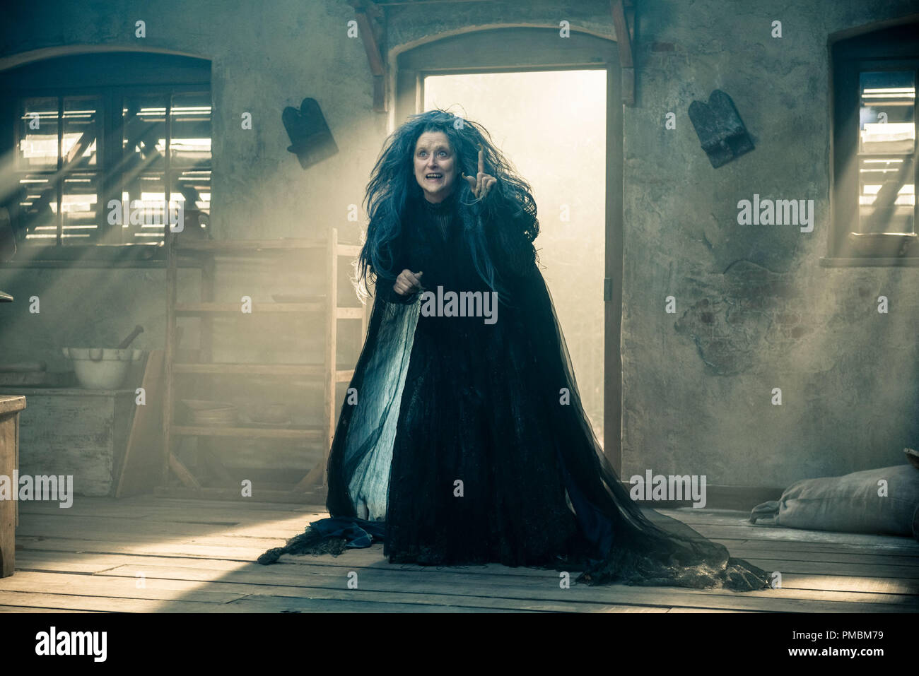 Meryl Streep stars as the Witch in INTO THE WOODS, a modern twist on beloved fairy tales. Stock Photo