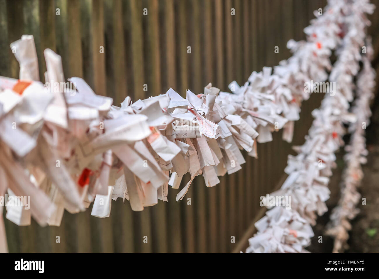 Paper Prayers at Yoyogi Hachimangu Shrine Stock Photo