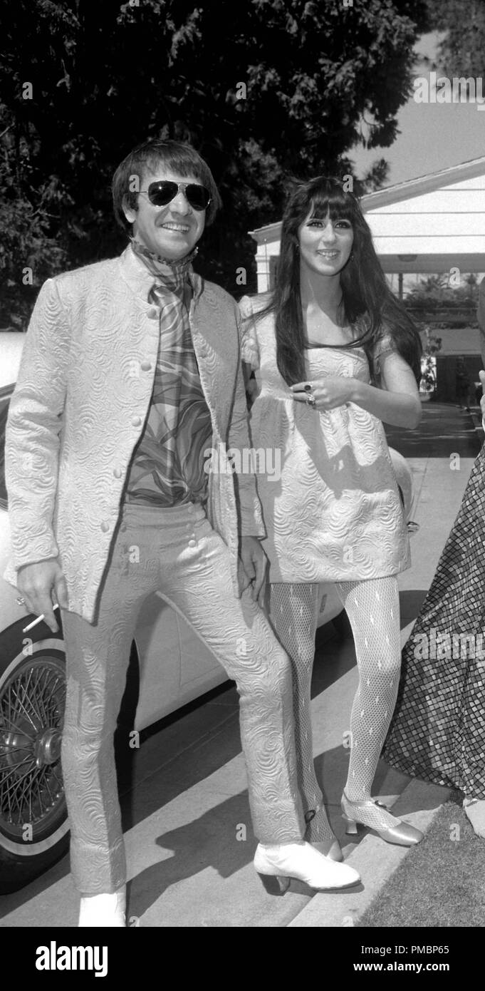 Sonny Bono and Cher at a party held at their house on May 15, 1967 in Beverly Hills, California. © JRC /The Hollywood Archive - All Rights Reserved  File Reference # 32603 270THA Stock Photo