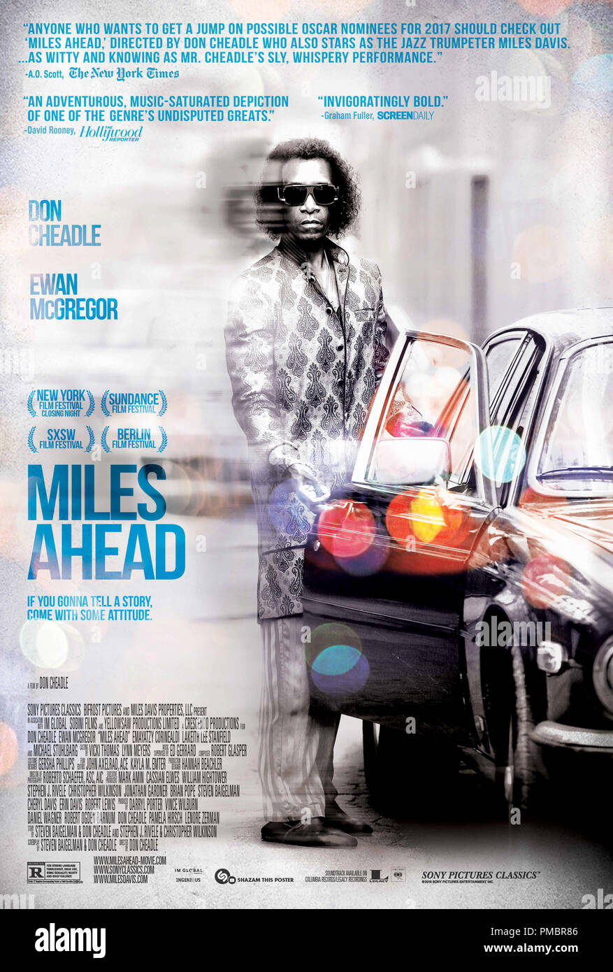 Miles Ahead (2016) Don Cheadle as Miles Davis / Poster Photo by Brian Douglas, Courtesy of Sony Pictures Classics Stock Photo