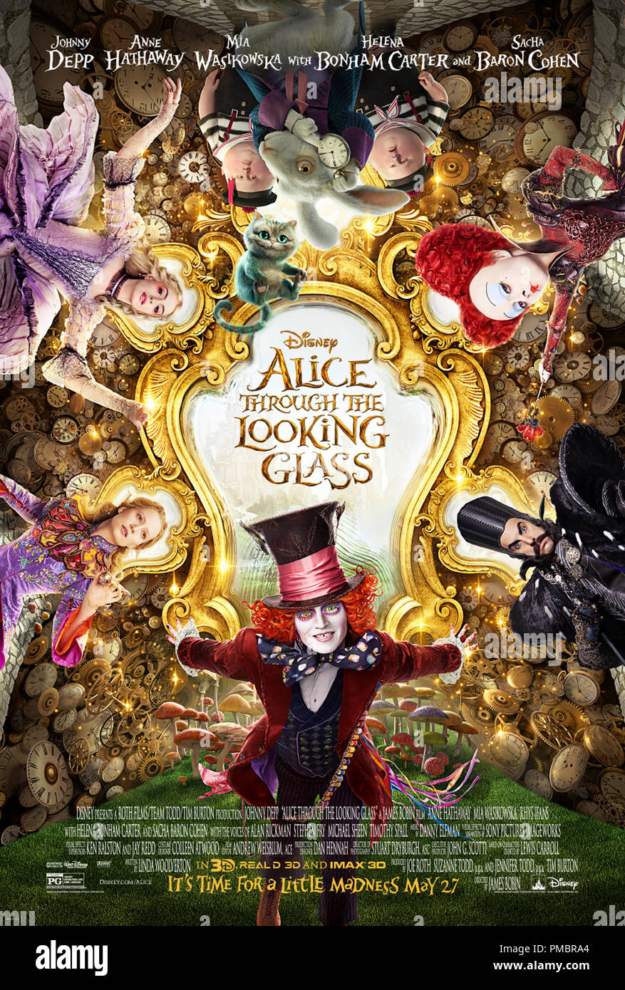 'Alice Through The Looking Glass' (2016) Poster  Mad Hatter (Johnny Depp) Stock Photo