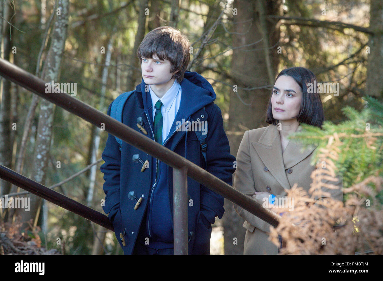 WAYWARD PINES:  Pictured L-R:   Charlie Tahan and Shannyn Sossamon.  © 2015 Fox Broadcasting Co Stock Photo