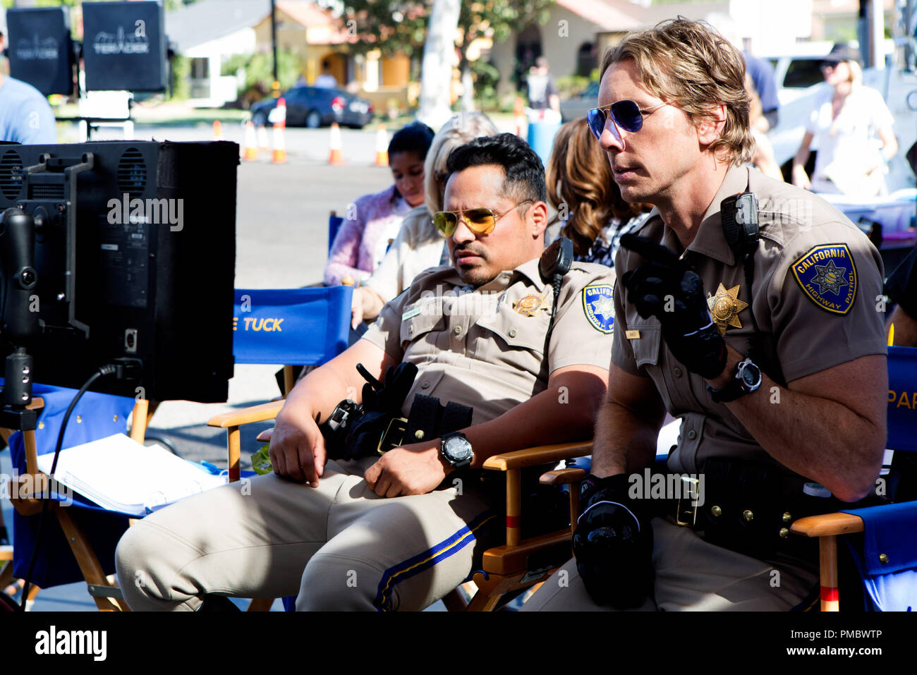 (L-R) MICHAEL PEÑA and writer/director/star DAX SHEPARD behind the ...