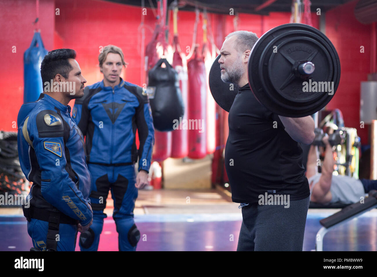 (LR) MICHAEL PEÑA as Ponch, DAX SHEPARD as Jon and VINCENT D'ONOFRIO