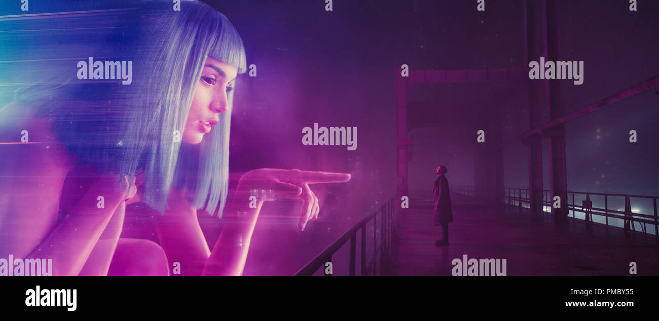 L-R) ANA DE ARMAS as Joi and RYAN GOSLING as K in Alcon Entertainment's action thriller "BLADE RUNNER a Warner Bros. Pictures and Sony Pictures Entertainment release, domestic distribution by Warner