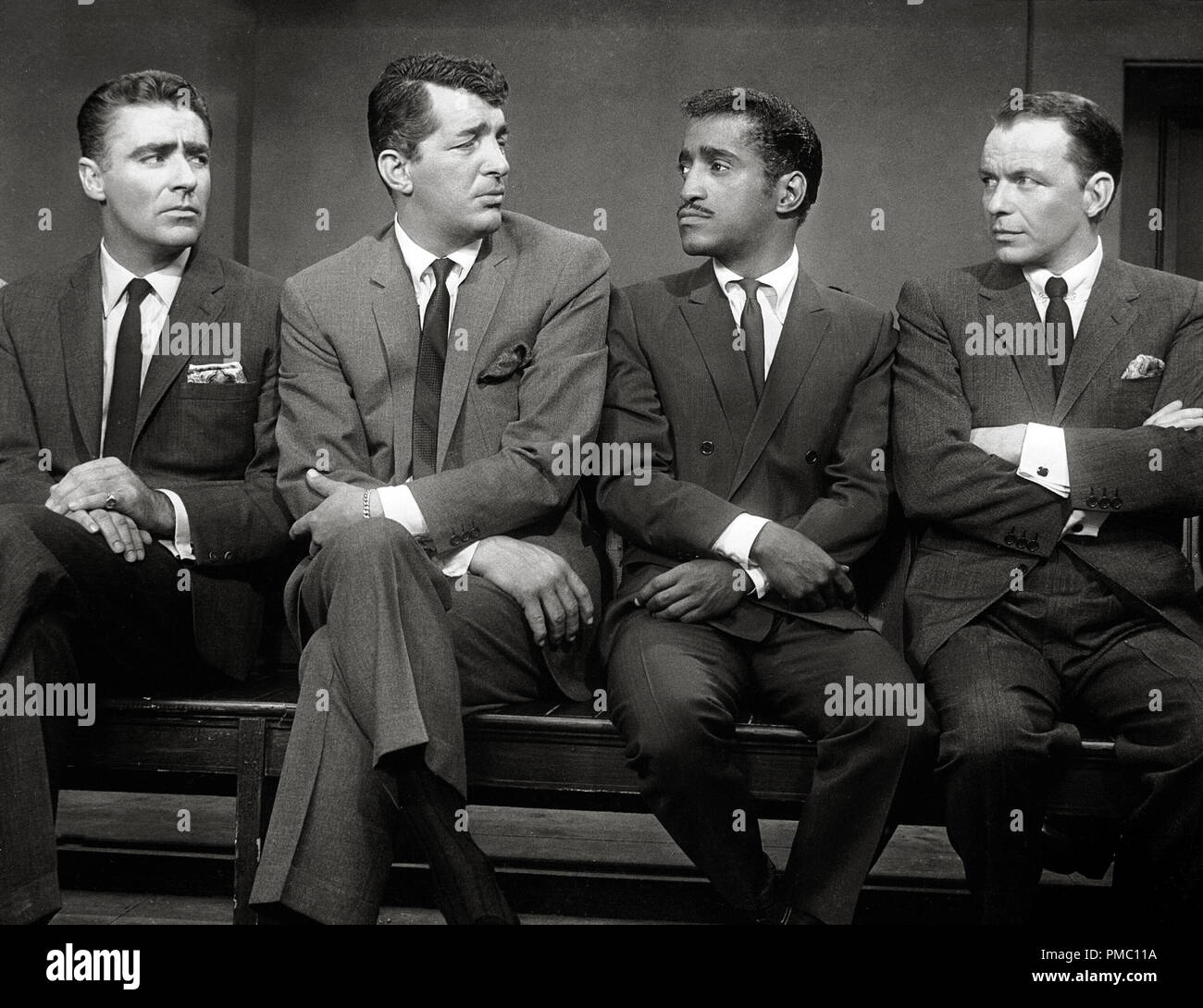 Peter Lawford, Dean Martin, Sammy Davis Jr., Frank Sinatra, 'Ocean's Eleven' (1960) Warner Bros.  File Reference # 33595 044THA Stock Photo