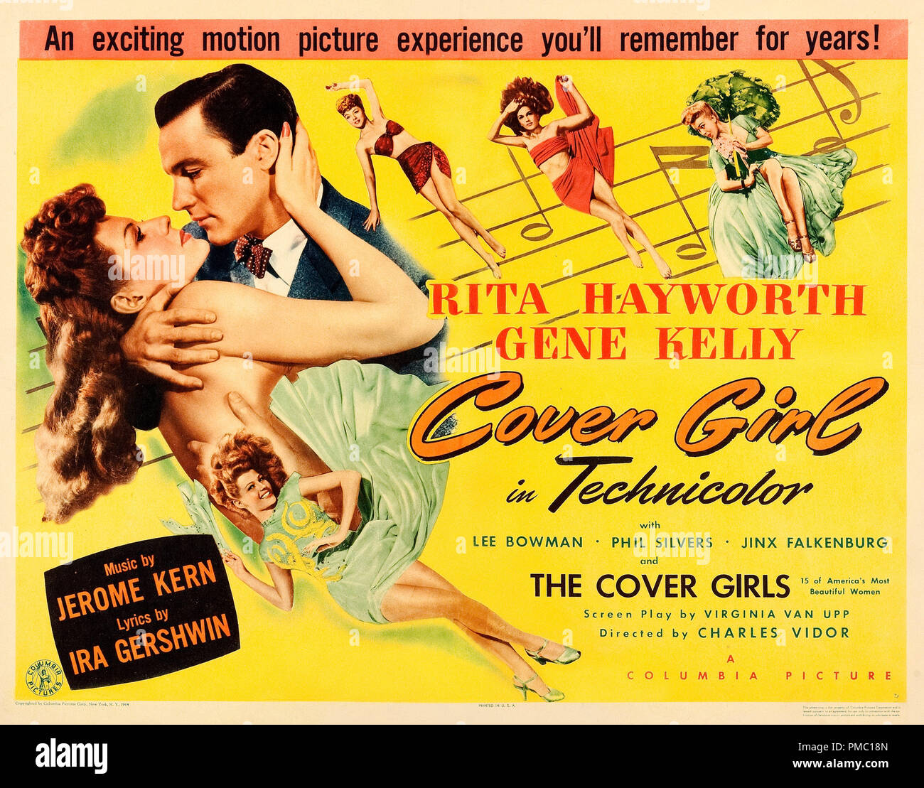 Rita Hayworth, Gene, Kelly  Cover Girl (Columbia, 1944) Lobby Card  File Reference # 33595 254THA Stock Photo