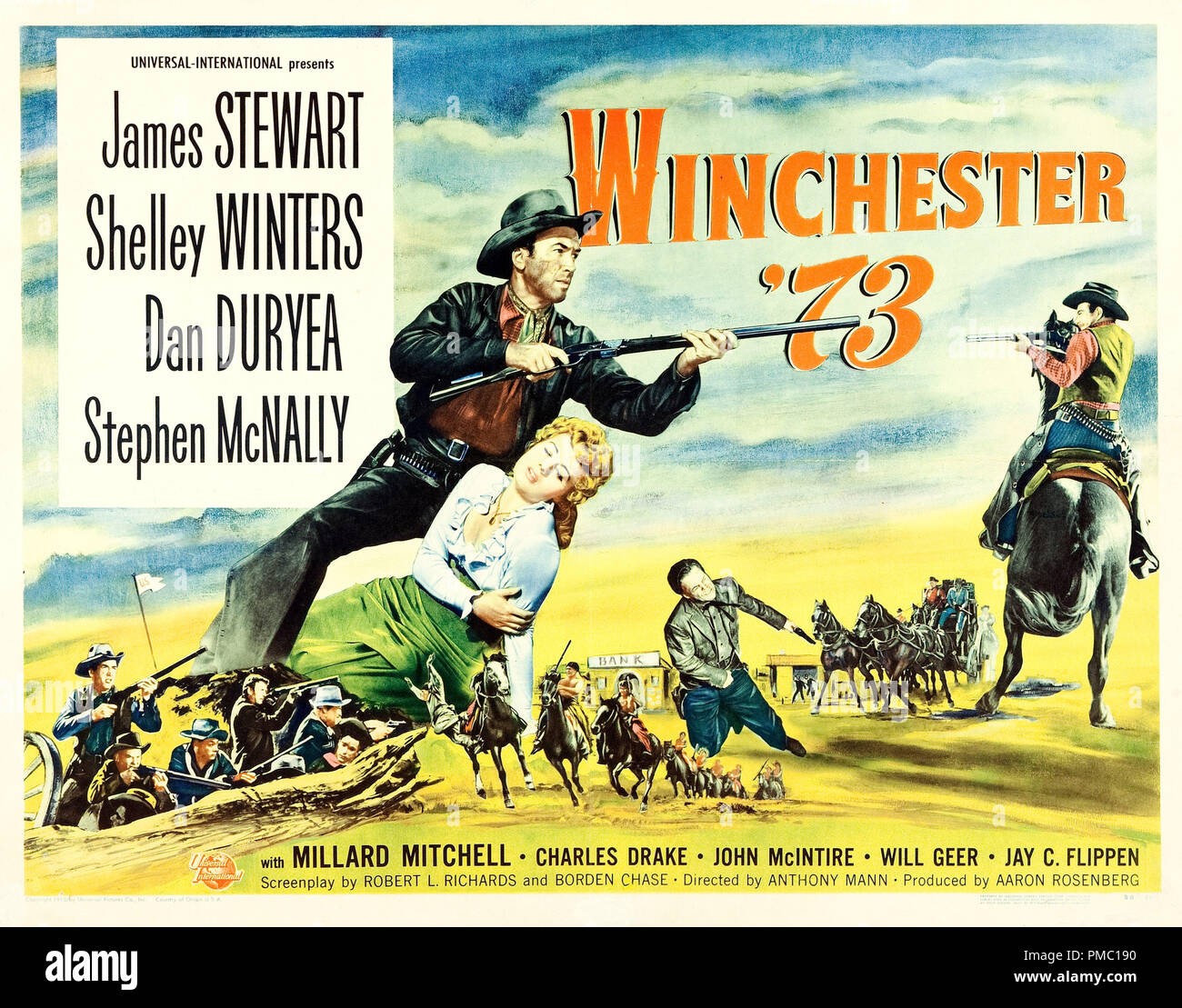 James Stewart,  Winchester '73 (Universal International, 1950). Lobby Card  File Reference # 33595 261THA Stock Photo