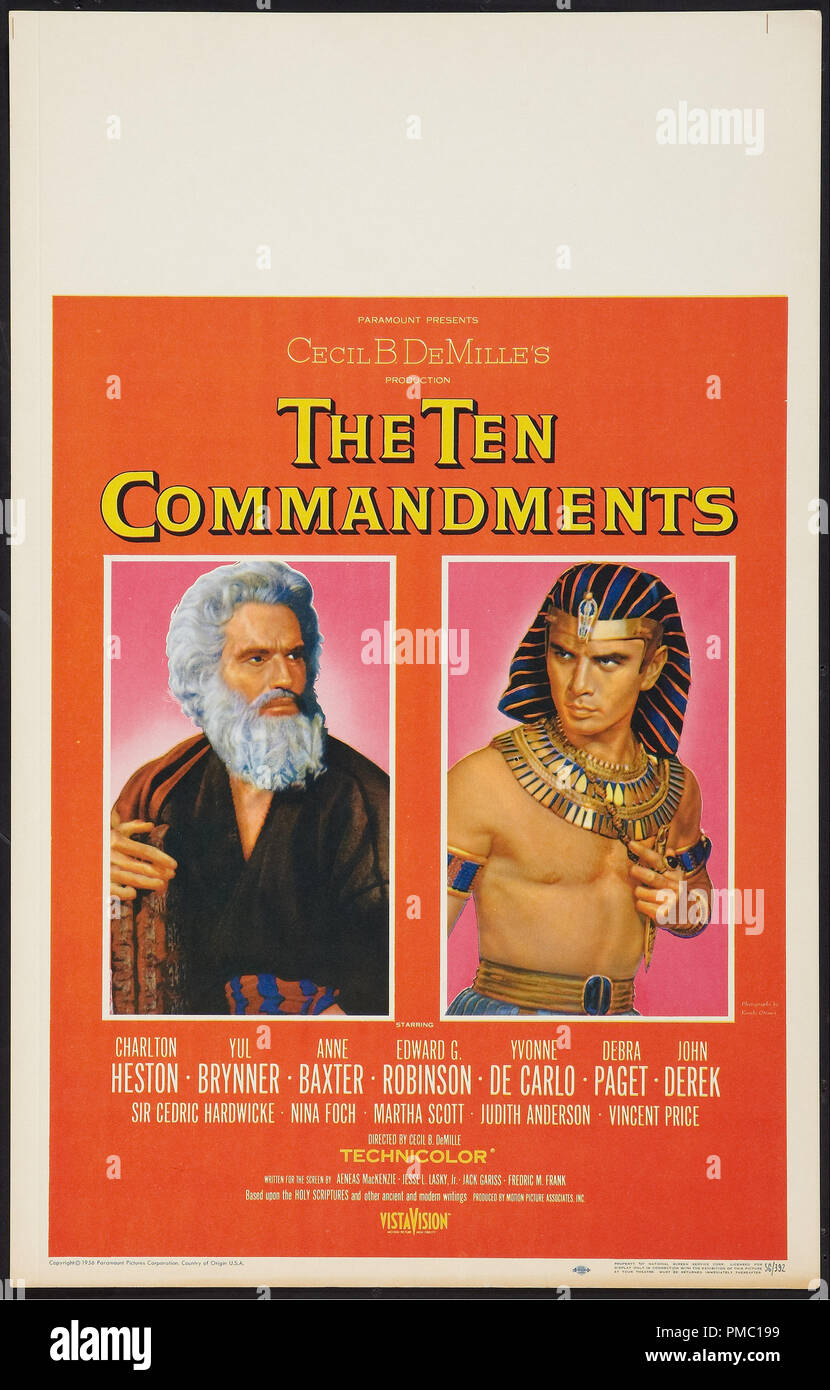 Charlton Heston, Yul Brynner,  The Ten Commandments (Paramount, 1956). Poster File Reference  # 33595 270THA Stock Photo