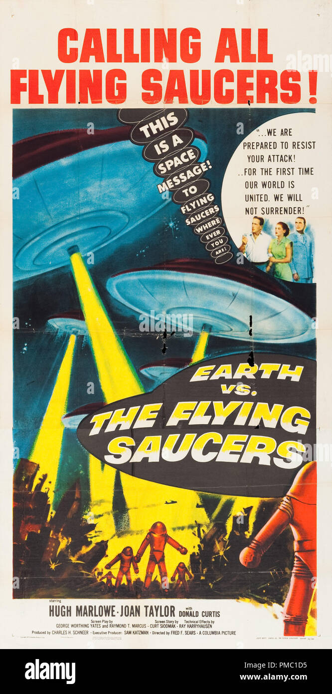 Hugh Marlowe, Earth vs. the Flying Saucers (Columbia, 1956). Poster