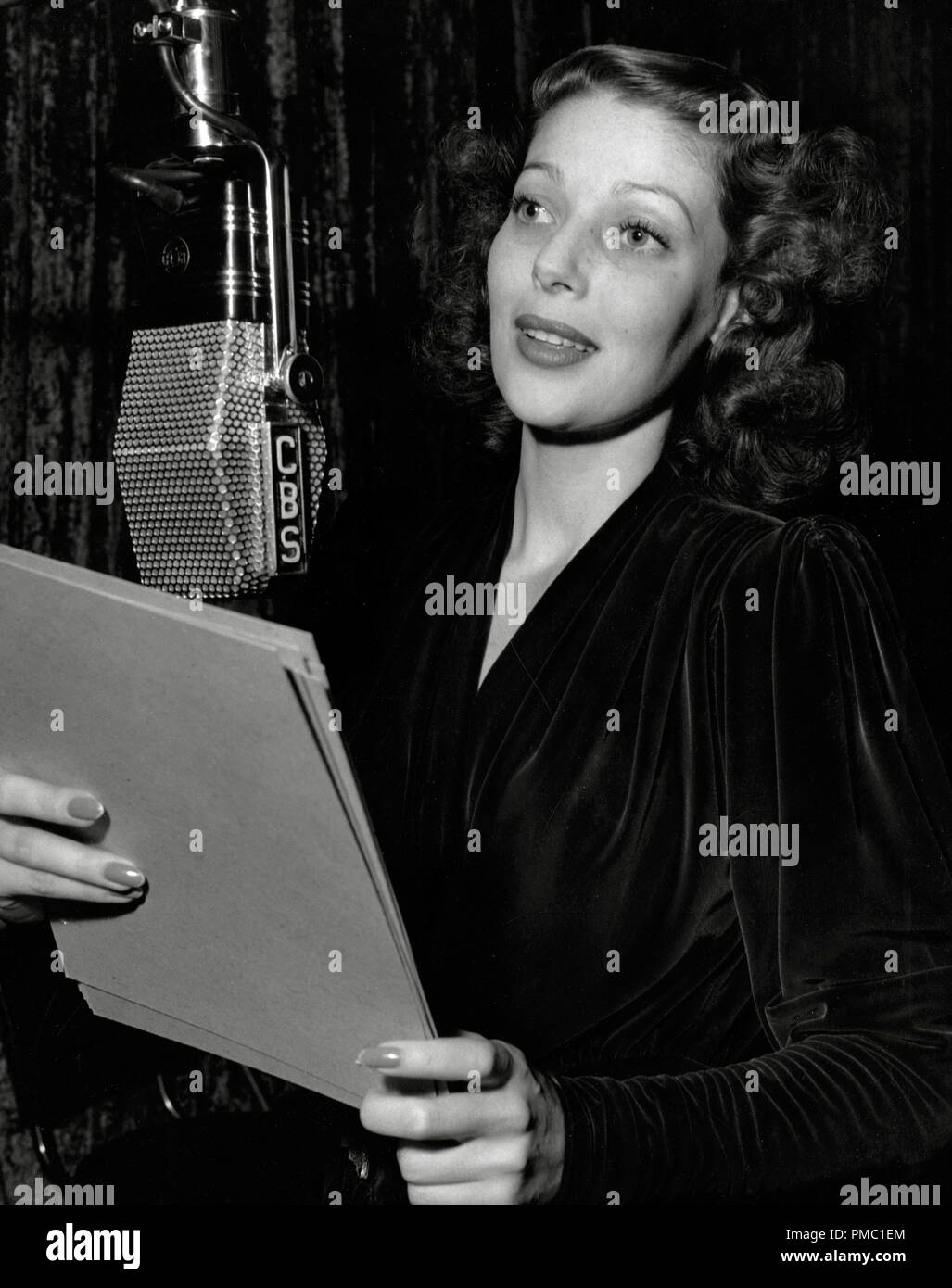 Loretta Young, at the microphone for CBS radio, circa 1944 File ...