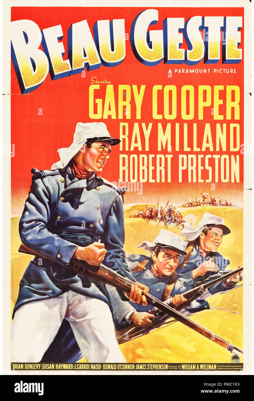 Gary Cooper, Ray Milland,  Beau Geste (Paramount, 1939). Poster  File Reference # 33595 551THA Stock Photo