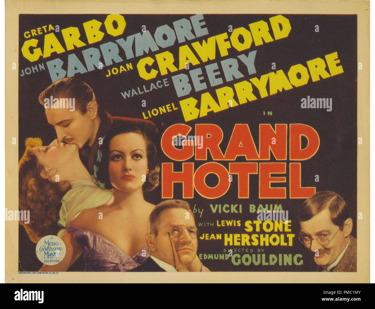 Greta Garbo, John Barrymore, Joan Crawford,  Grand Hotel (MGM, 1932). Poster  File Reference # 33595 598THA Stock Photo