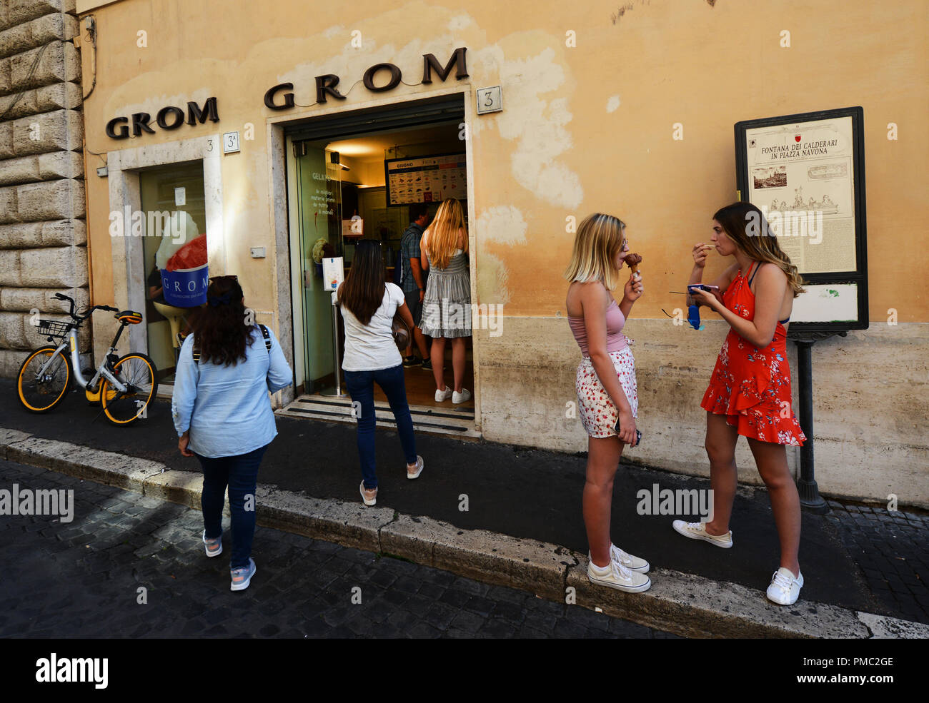 Grom ice cream in Rome, Italy. Stock Photo