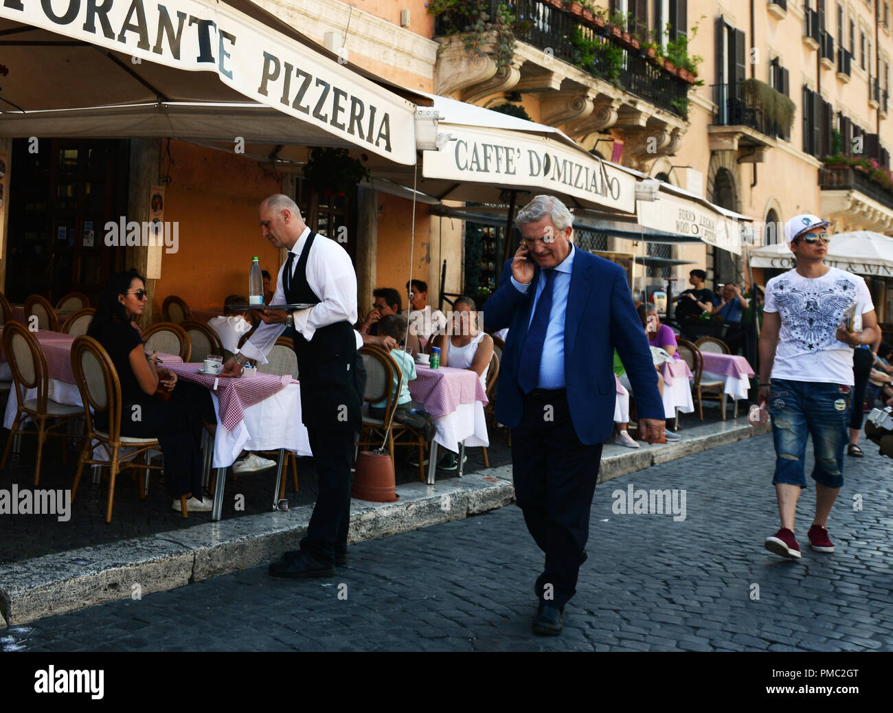 Restaurants in PIazza Navona, Rome. Stock Photo