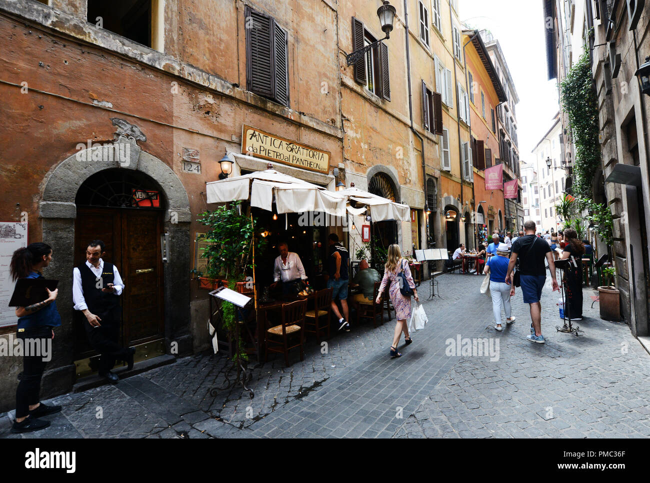 Pietro al Pantheon bar and restaurant on Via dei Pastini in Rome. Stock Photo