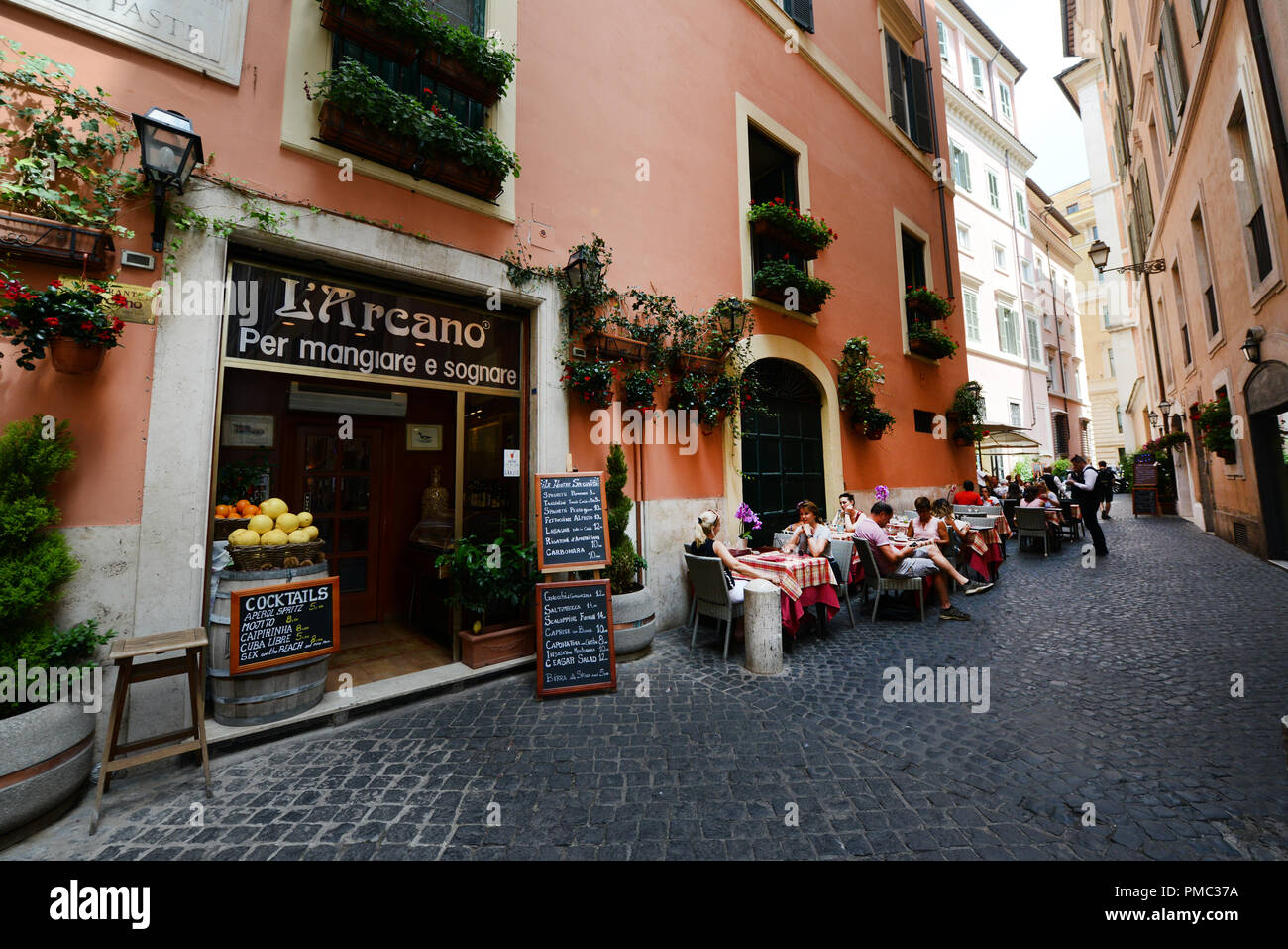 L'Arcano restaurant on Via delle Paste in Rome. Stock Photo