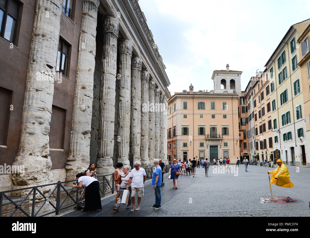 Levitating man illusion entertainer in Rome, Italy. Stock Photo