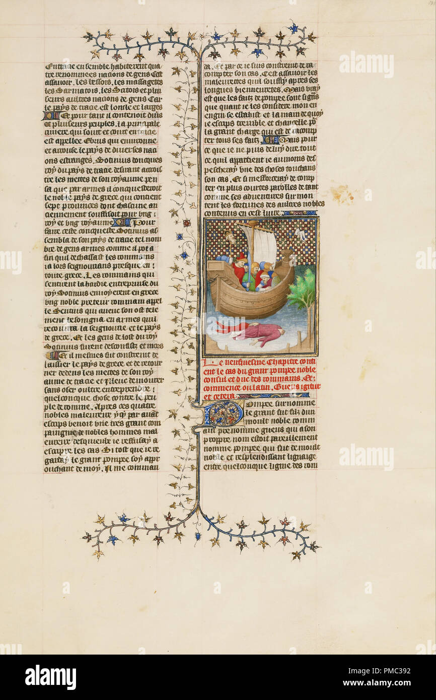 The Beheading of Pompey. Date/Period: Ca. 1413 - 1415. Folio. Tempera colors, gold leaf, gold paint, and ink on parchment. Height: 420 mm (16.53 in); Width: 296 mm (11.65 in). Author: UNKNOWN. Stock Photo