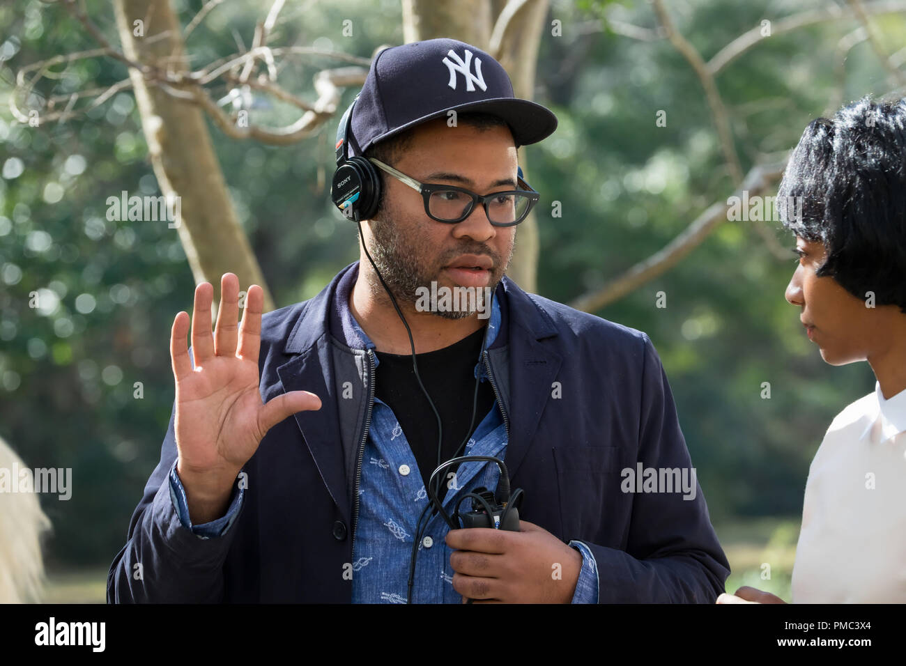 Writer/director/producer JORDAN PEELE on the set of Universal Pictures'  “Get Out,” a speculative thriller from Blumhouse and the mind of Peele.  When a young African-American man visits his white girlfriend's family  estate,