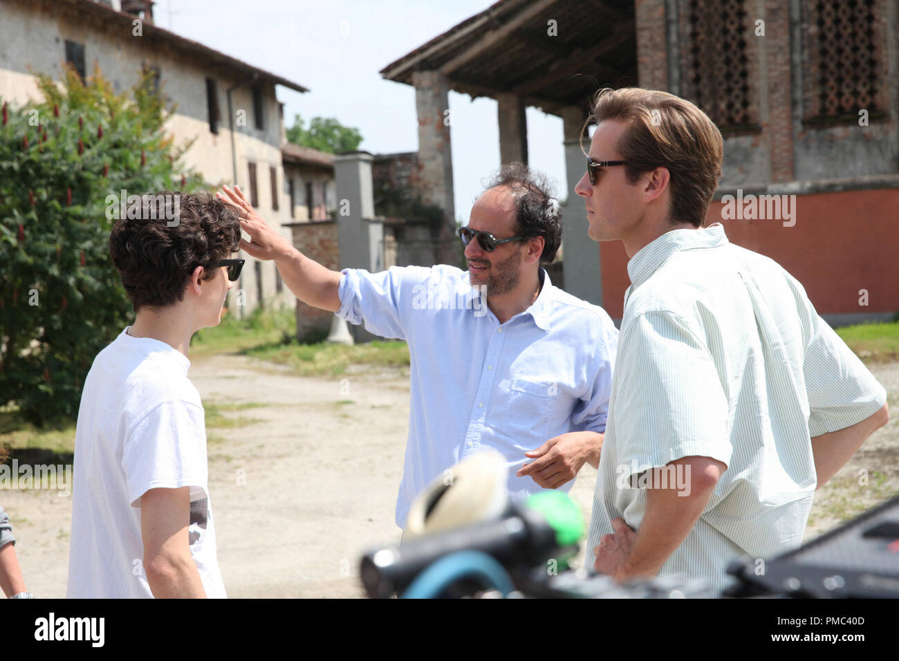 Director Luca Guadagnino Armie Hammer And Timothee Chalamet Call Me By Your Name 17 Sony Pictures Classics Stock Photo Alamy
