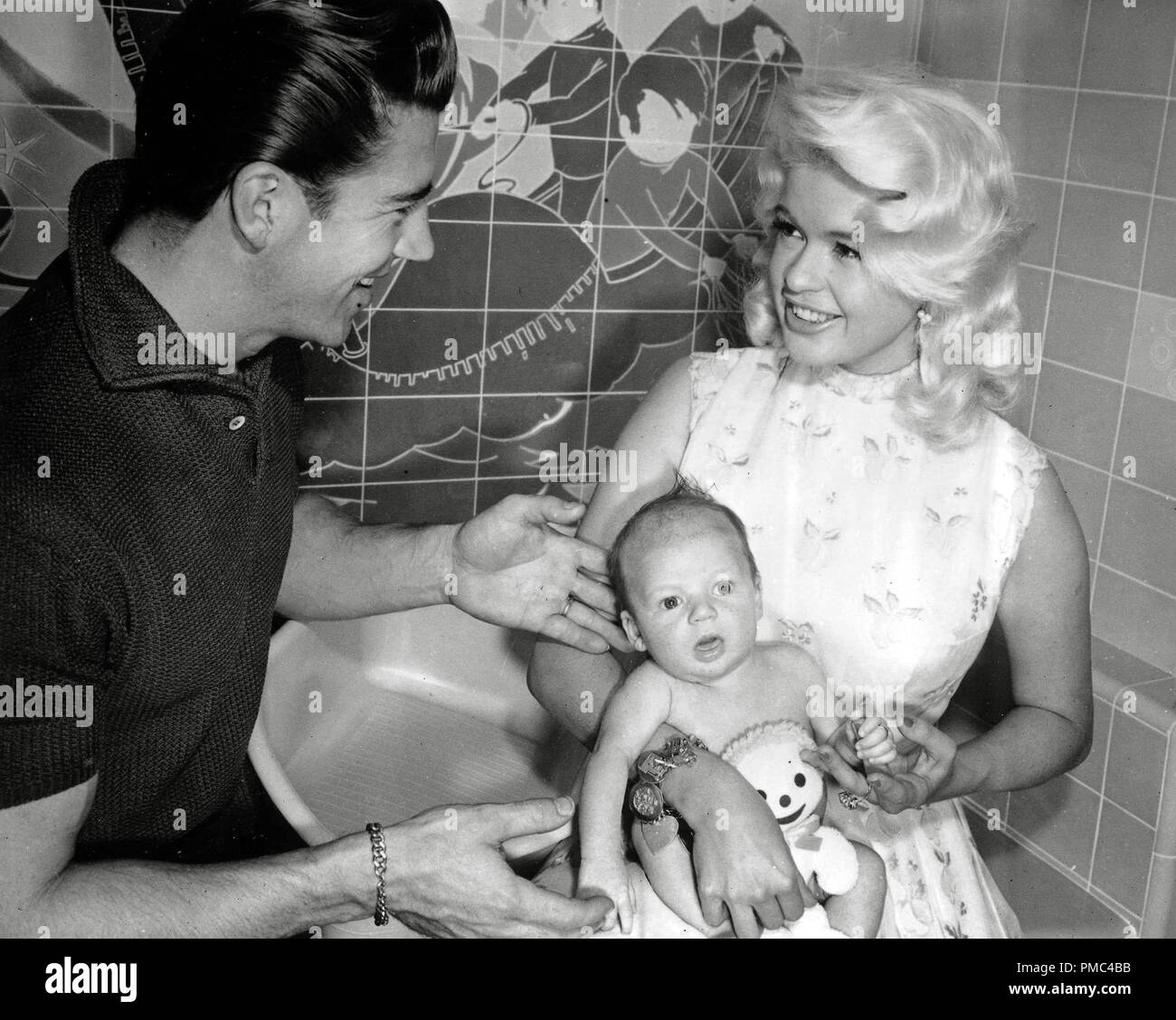 Jayne Mansfield and her husband Mickey Hargitay and their baby Zolton circa 1961 File Reference # 33536 311THA Stock Photo