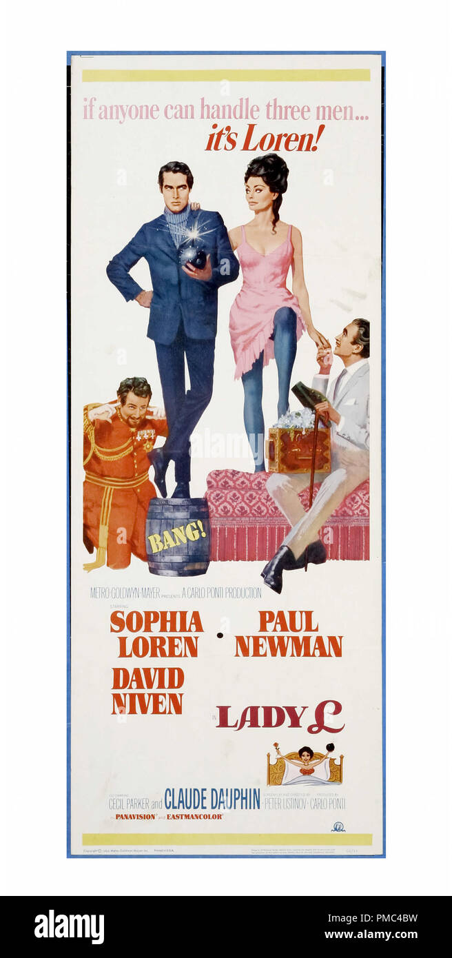 Sophia Loren, Paul Newman,  Lady L (MGM, 1966). Poster  File Reference # 33595 633THA Stock Photo